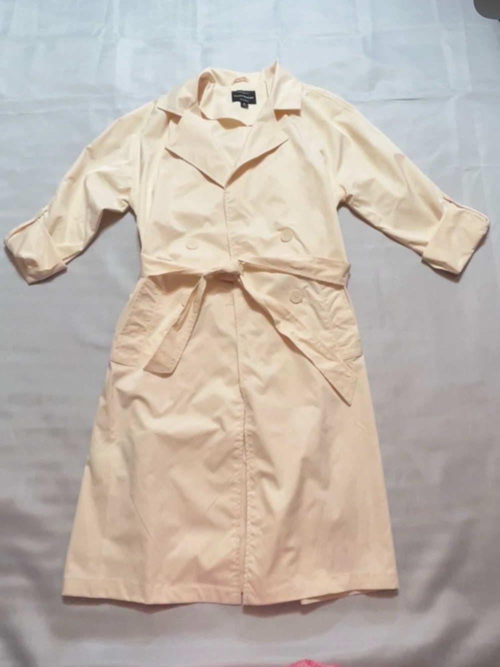 Haute Monde Pale Cream Trench Coat with Waist Tie